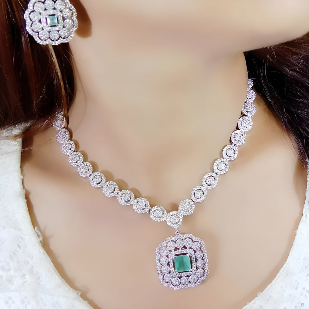 Eclaza's Premium American Diamond Necklace Set CZ Stone 8955