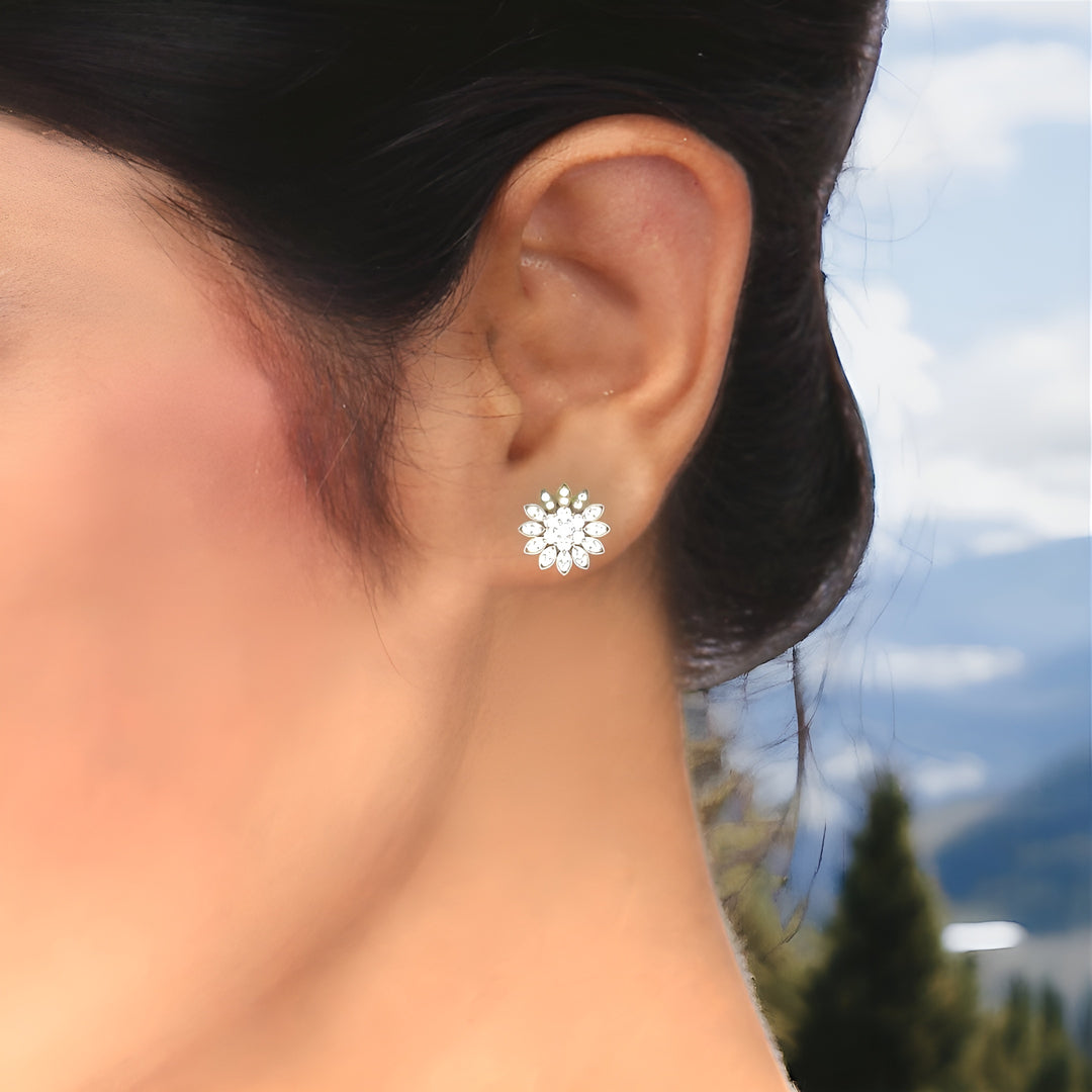 Eclaza Flower 92.5 Sterling Silver Stud Designer Earring